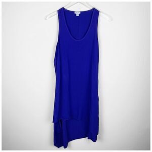 Splendid Blue Layered Tank Dress Hi-low Sleeveless Small‎